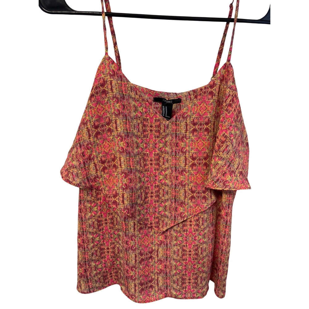 Retro Forever 21 Fairycore Y2K Boho Cami Psychedelic Flounce Tank Top Medium